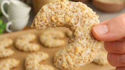  کوکی های هلال ماه تنها با ۳ ماده اولیه | بدون آرد و گلوتن !