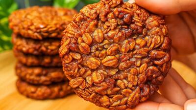  کوکی سیب و جو دوسر سالم فقط با چند ماده اولیه | بدون آرد، بدون شکر، سالم و خوشمزه !