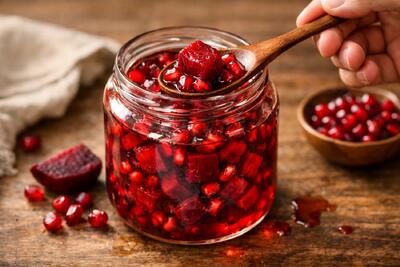  طرز تهیه ترشی انار و لبو خوش رنگ وخوشمزه