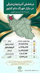  درخشش آذربایجان‌شرقی در بازار خوراک دام کشور