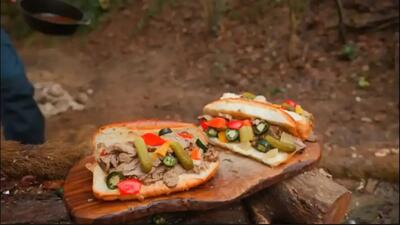  پخت ساندویچ گوشت گاو ایتالیایی شیکاگو در دل طبیعت