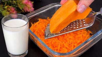  کدو تنبل را رنده کنید و یک فنجان شیر اضافه کنید / طرز تهیه کیک کدو خوشمزه