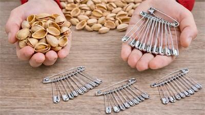  پوست پسته رو دور نریز! آموزش ساخت اکسسوری لوکس با پوست پسته و سنجاق قفلی