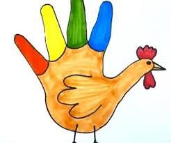  نقاشی خلاقانه مرغ با چاپ دست